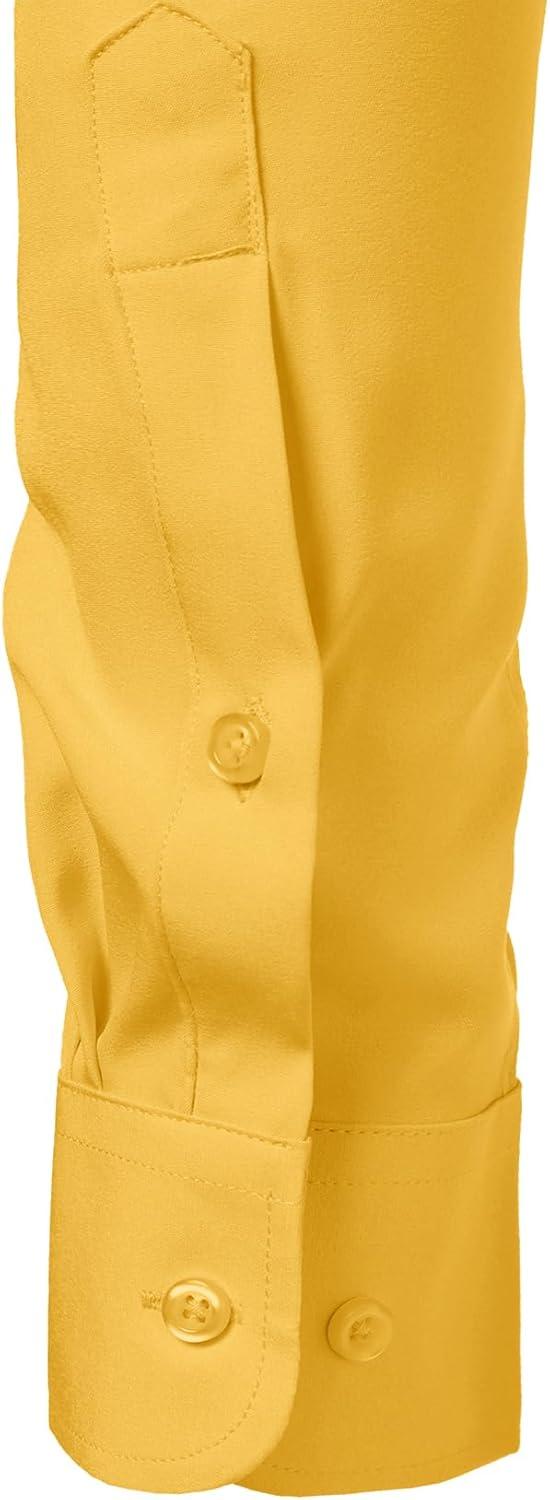 imageJEMITOP Mens Stretch Regular Fit Long Sleeve Dress Shirts Business Casual Button Down Shirts with PocketYellow