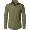 JEMITOP Men’s Stretch Regular Fit Long Sleeve Dress Shirts Business Casual Button Down Shirts with Pocket(Army Green)
