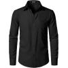 JEMITOP Men’s Stretch Regular Fit Long Sleeve Dress Shirts Business Casual Button Down Shirts with Pocket(Black)