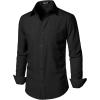 JEMITOP Men’s Stretch Regular Fit Long Sleeve Dress Shirts Business Casual Button Down Shirts with Pocket(Black)
