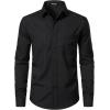 JEMITOP Men’s Stretch Regular Fit Long Sleeve Dress Shirts Business Casual Button Down Shirts with Pocket(Black White Pattern)