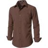 JEMITOP Men’s Stretch Regular Fit Long Sleeve Dress Shirts Business Casual Button Down Shirts with Pocket(Brown)