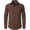 JEMITOP Men’s Stretch Regular Fit Long Sleeve Dress Shirts Business Casual Button Down Shirts with Pocket(Brown)