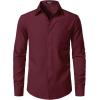 JEMITOP Men’s Stretch Regular Fit Long Sleeve Dress Shirts Business Casual Button Down Shirts with Pocket(Burgundy)