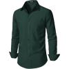 JEMITOP Men’s Stretch Regular Fit Long Sleeve Dress Shirts Business Casual Button Down Shirts with Pocket(Dark Green)