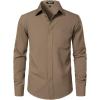JEMITOP Men’s Stretch Regular Fit Long Sleeve Dress Shirts Business Casual Button Down Shirts with Pocket(Dark Khaki)