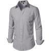 JEMITOP Men’s Stretch Regular Fit Long Sleeve Dress Shirts Business Casual Button Down Shirts with Pocket(Grey)