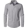 JEMITOP Men’s Stretch Regular Fit Long Sleeve Dress Shirts Business Casual Button Down Shirts with Pocket(Grey)