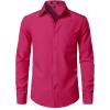 JEMITOP Men’s Stretch Regular Fit Long Sleeve Dress Shirts Business Casual Button Down Shirts with Pocket(Hot Pink)