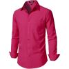 JEMITOP Men’s Stretch Regular Fit Long Sleeve Dress Shirts Business Casual Button Down Shirts with Pocket(Hot Pink)