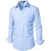 JEMITOP Men’s Stretch Regular Fit Long Sleeve Dress Shirts Business Casual Button Down Shirts with Pocket(Light Blue)