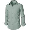 JEMITOP Men’s Stretch Regular Fit Long Sleeve Dress Shirts Business Casual Button Down Shirts with Pocket(Light Green)