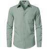JEMITOP Men’s Stretch Regular Fit Long Sleeve Dress Shirts Business Casual Button Down Shirts with Pocket(Light Green)