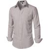 JEMITOP Men’s Stretch Regular Fit Long Sleeve Dress Shirts Business Casual Button Down Shirts with Pocket(Light Grey)