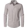 JEMITOP Men’s Stretch Regular Fit Long Sleeve Dress Shirts Business Casual Button Down Shirts with Pocket(Light Grey)