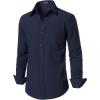 JEMITOP Men’s Stretch Regular Fit Long Sleeve Dress Shirts Business Casual Button Down Shirts with Pocket(Navy Blue)