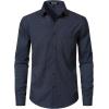 JEMITOP Men’s Stretch Regular Fit Long Sleeve Dress Shirts Business Casual Button Down Shirts with Pocket(Navy White Polka Dots)