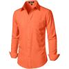 JEMITOP Men’s Stretch Regular Fit Long Sleeve Dress Shirts Business Casual Button Down Shirts with Pocket(Orange)