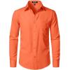 JEMITOP Men’s Stretch Regular Fit Long Sleeve Dress Shirts Business Casual Button Down Shirts with Pocket(Orange)
