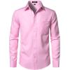 JEMITOP Men’s Stretch Regular Fit Long Sleeve Dress Shirts Business Casual Button Down Shirts with Pocket(Pink)