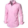 JEMITOP Men’s Stretch Regular Fit Long Sleeve Dress Shirts Business Casual Button Down Shirts with Pocket(Pink)