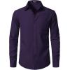 JEMITOP Men’s Stretch Regular Fit Long Sleeve Dress Shirts Business Casual Button Down Shirts with Pocket(Purple)