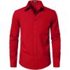 JEMITOP Men’s Stretch Regular Fit Long Sleeve Dress Shirts Business Casual Button Down Shirts with Pocket(Red)