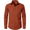 JEMITOP Men’s Stretch Regular Fit Long Sleeve Dress Shirts Business Casual Button Down Shirts with Pocket(Rust Red)
