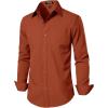 JEMITOP Men’s Stretch Regular Fit Long Sleeve Dress Shirts Business Casual Button Down Shirts with Pocket(Rust Red)
