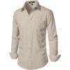 JEMITOP Men’s Stretch Regular Fit Long Sleeve Dress Shirts Business Casual Button Down Shirts with Pocket(Tan)