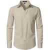 JEMITOP Men’s Stretch Regular Fit Long Sleeve Dress Shirts Business Casual Button Down Shirts with Pocket(Tan)