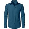 JEMITOP Men’s Stretch Regular Fit Long Sleeve Dress Shirts Business Casual Button Down Shirts with Pocket(Teal)