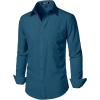 JEMITOP Men’s Stretch Regular Fit Long Sleeve Dress Shirts Business Casual Button Down Shirts with Pocket(Teal)