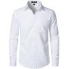 JEMITOP Men’s Stretch Regular Fit Long Sleeve Dress Shirts Business Casual Button Down Shirts with Pocket(White)