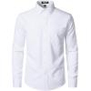 JEMITOP Men’s Stretch Regular Fit Long Sleeve Dress Shirts Business Casual Button Down Shirts with Pocket(White)