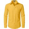 JEMITOP Men’s Stretch Regular Fit Long Sleeve Dress Shirts Business Casual Button Down Shirts with Pocket(Yellow)