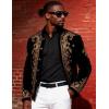 JEMITOP Mens Stretch Slim Fit Mandarin Collar Button Down Shirts Long Sleeve Collarless Dress Shirt with Pocket(Black)