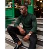 JEMITOP Mens Stretch Slim Fit Mandarin Collar Button Down Shirts Long Sleeve Collarless Dress Shirt with Pocket(Dark Green)