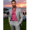 JEMITOP Mens Stretch Slim Fit Mandarin Collar Button Down Shirts Long Sleeve Collarless Dress Shirt with Pocket(Hot Pink)