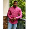 JEMITOP Mens Stretch Slim Fit Mandarin Collar Button Down Shirts Long Sleeve Collarless Dress Shirt with Pocket(Hot Pink)