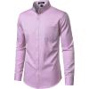 JEMITOP Mens Stretch Slim Fit Mandarin Collar Button Down Shirts Long Sleeve Collarless Dress Shirt with Pocket(Lavender Purple)