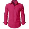 JEMITOP Men’s Stretch Regular Fit Long Sleeve Dress Shirts Business Casual Button Down Shirts with Pocket(Hot Pink)