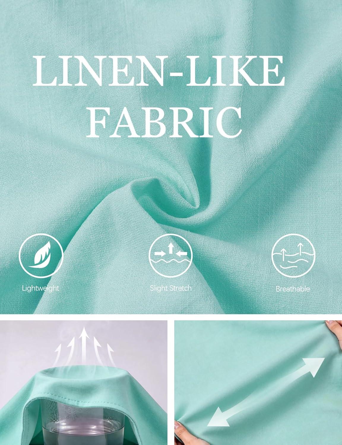imageJEMITOP Mens Stretch LinenLike Henley Shirt Casual Long Sleeve Mandarin Collar Shirts for Summer Beach VacationMint Green