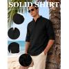 JEMITOP Mens Stretch Linen-Like Henley Shirt Casual Long Sleeve Mandarin Collar Shirts for Summer Beach Vacation(Black)