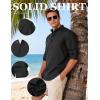 JEMITOP Mens Stretch Linen-Like Henley Shirt Casual Long Sleeve Mandarin Collar Shirts for Summer Beach Vacation(Dark Grey)