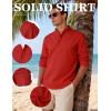 JEMITOP Mens Stretch Linen-Like Henley Shirt Casual Long Sleeve Mandarin Collar Shirts for Summer Beach Vacation(Red)