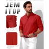 JEMITOP Mens Stretch Linen-Like Henley Shirt Casual Long Sleeve Mandarin Collar Shirts for Summer Beach Vacation(Red)
