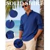 JEMITOP Mens Stretch Linen-Like Henley Shirt Casual Long Sleeve Mandarin Collar Shirts for Summer Beach Vacation(Royal Blue)