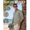 JEMITOP Mens Stretch Linen-Like Henley Shirt Casual Long Sleeve Mandarin Collar Shirts for Summer Beach Vacation(Sage Green)