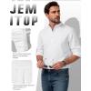 JEMITOP Mens Stretch Linen-Like Henley Shirt Casual Long Sleeve Mandarin Collar Shirts for Summer Beach Vacation(White)